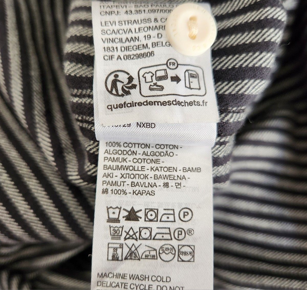 未使用 LEVI'S リーバイス ストライプコットンシャツ ブラック 未使用 LEVI'S リーバイス ストライプコットンシャツ ブラック