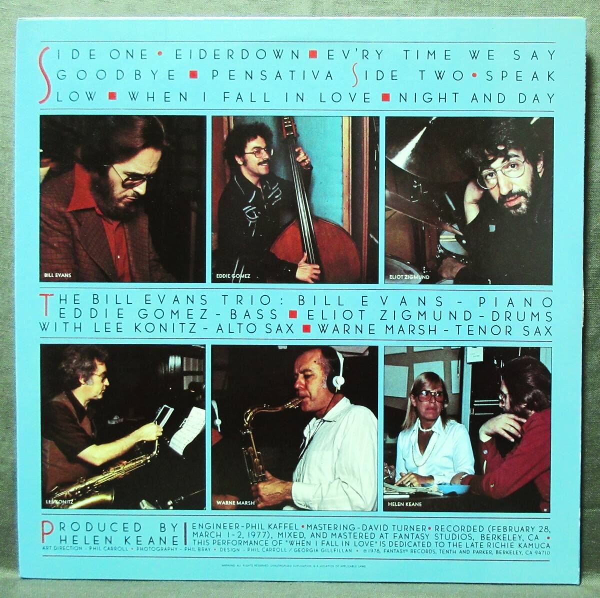 (LP) US/Orig BILL EVANS [CROSSCURRENTS] ビル・エヴァンス with LEE KONITZ & WARNE MARSH/1978年/FANTASY 稲妻ラベル/F-9568_画像2