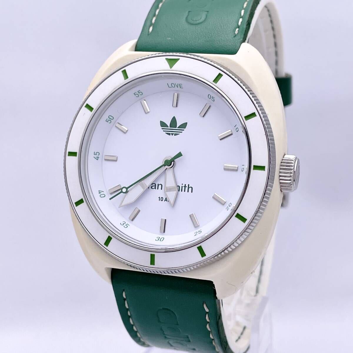 adidas アディダス STAN SMITH スタンスミス 10ATM ADH9088 腕時計 ウォッチ クォーツ quartz 緑 白 グリーン ホワイト P77の画像1