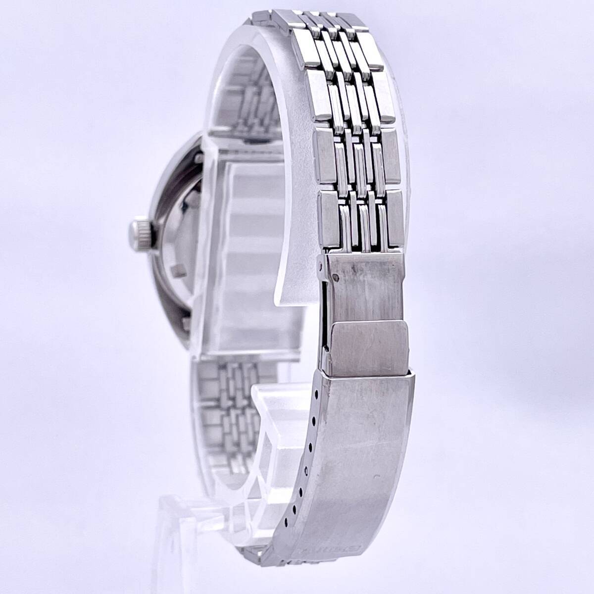 SEIKO セイコー AUTOMATIC デイト 2205-0050 17JEWELS 17石 ブルーフェイス 腕時計 ウォッチ 手巻き 機械式 銀 シルバー P85_画像5