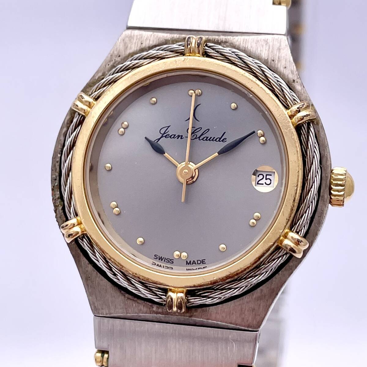 Jean-Claude ジャンクロード 267833-1Y SWISS MADE スイス製 腕時計 ウォッチ クォーツ quartz デイト 金 ゴールド P99の画像4