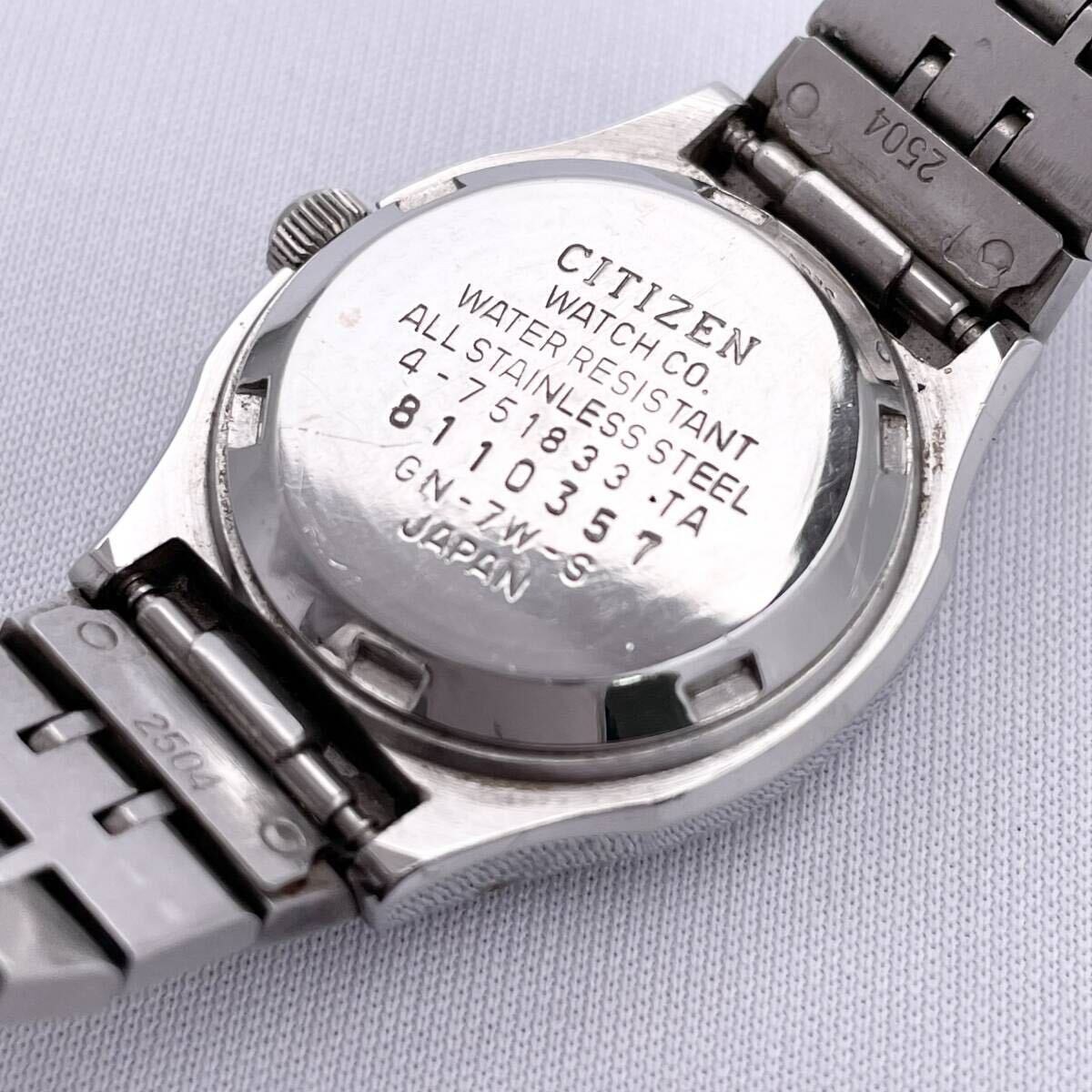 CITIZEN シチズン CRYSTRON クリストロン 4-751833 TA 腕時計 ウォッチ クォーツ quartz デイデイト スクリューバック 銀 シルバー P172_画像7
