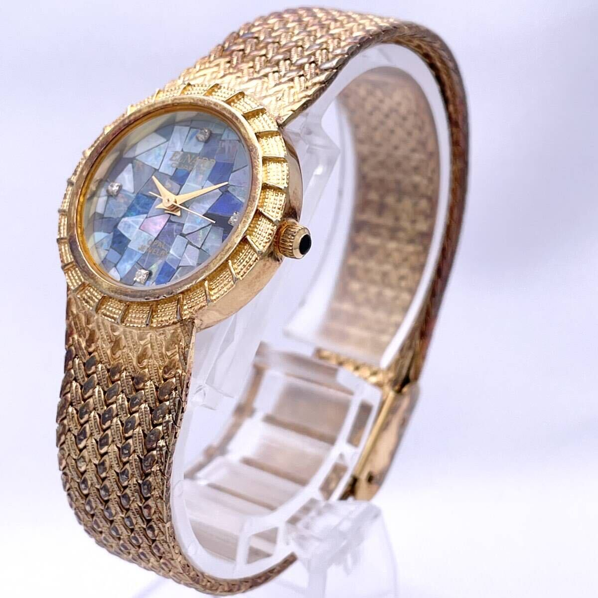 ELNARD エルナード EL3002 腕時計 ウォッチ クォーツ quartz 天然ダイヤ オパール文字盤 OPAL DIAMOND 金 ゴールド P179の画像2