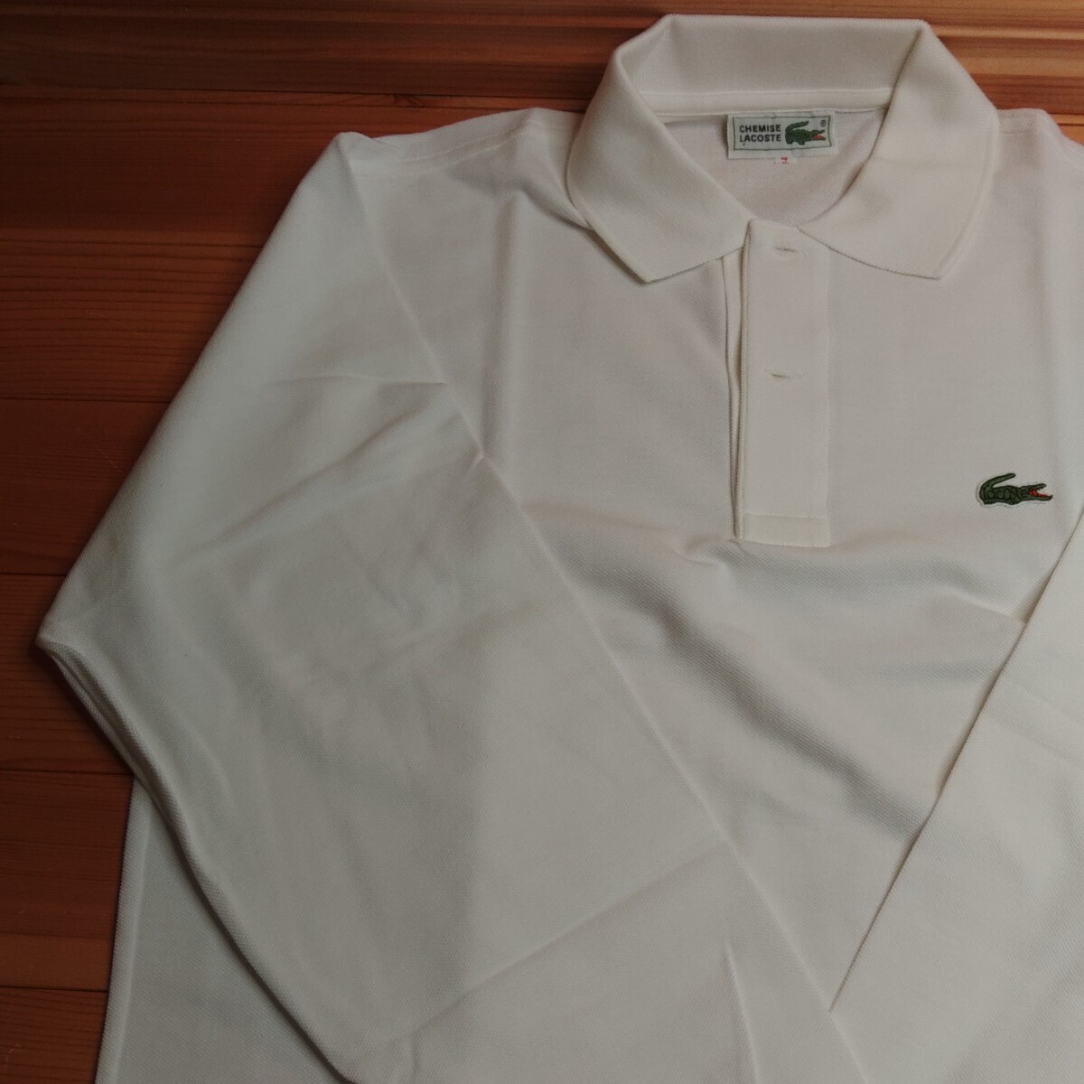未着用 LACOSTE ポロシャツ サイズ4 長袖 白 ラコステ 定番の画像5