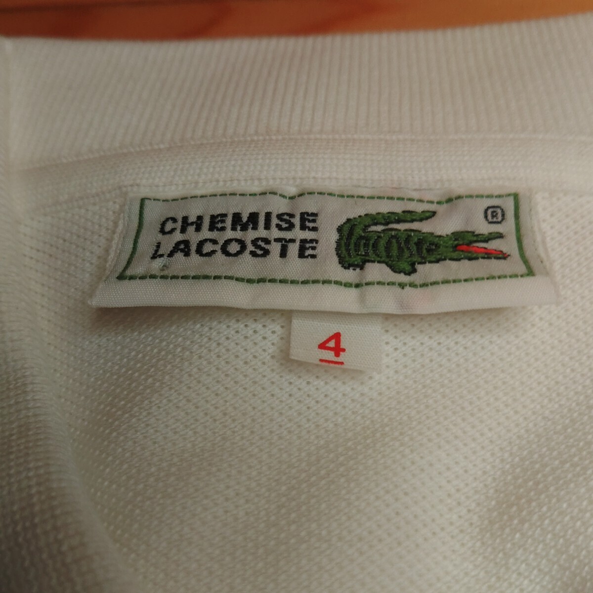 未着用 LACOSTE ポロシャツ サイズ4 長袖 白 ラコステ 定番の画像2