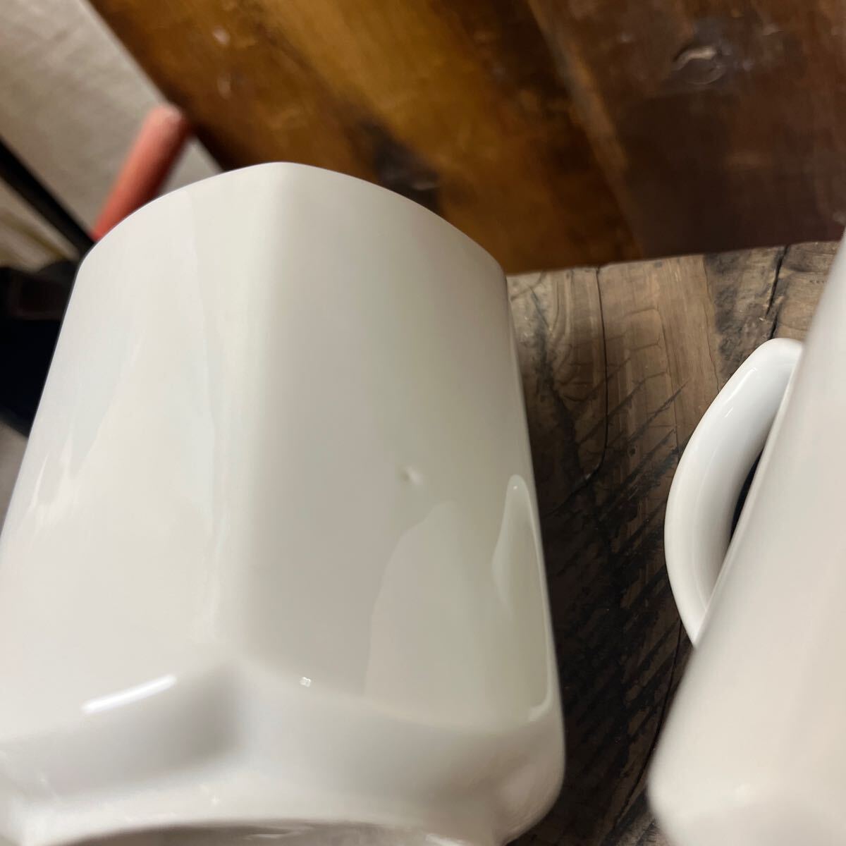 5個セット 六角形 陶器 珈琲 コーヒー 白磁 アンティーク マグカップ カップ ビンテージ シンプル カフェ雑貨 ティーカップ 薄造り 蔵出し _画像5