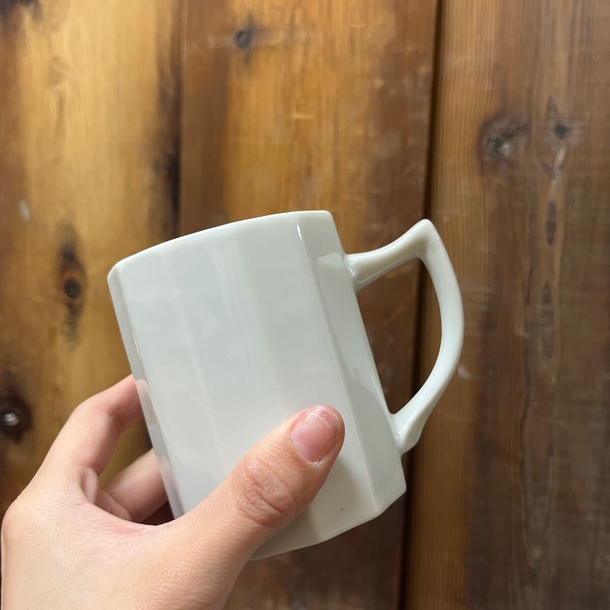 5個セット 12角形 陶器 珈琲 コーヒー 白磁 アンティーク マグカップ カップ ビンテージ シンプル カフェ雑貨 ティーカップ 薄造り 蔵出し _画像5