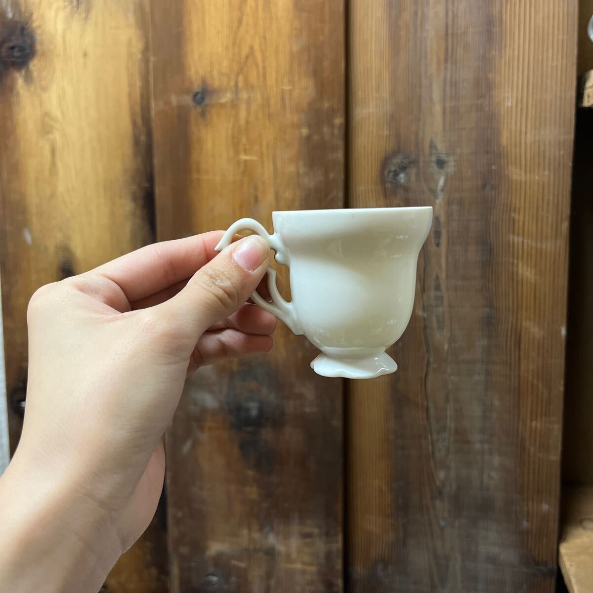 5個セット ミニカップ エスプレッソ デミタスカップ 珈琲 陶器 白磁 アンティーク コーヒー 古い カップ 小 三角 カフェ フラワーベース 皿_画像4