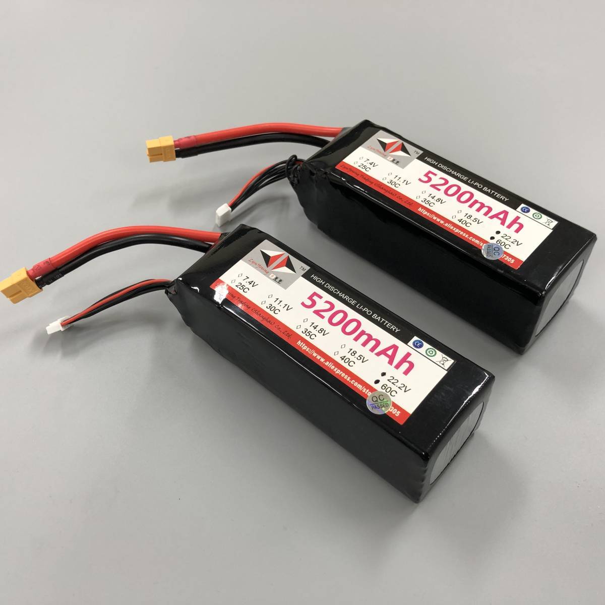 【在庫処分】◆新品・格安 2本セット◆ 6s 22.2v 5200mah 60C~120Cリポバッテリー　550～800クラスなど対応 @04_画像1