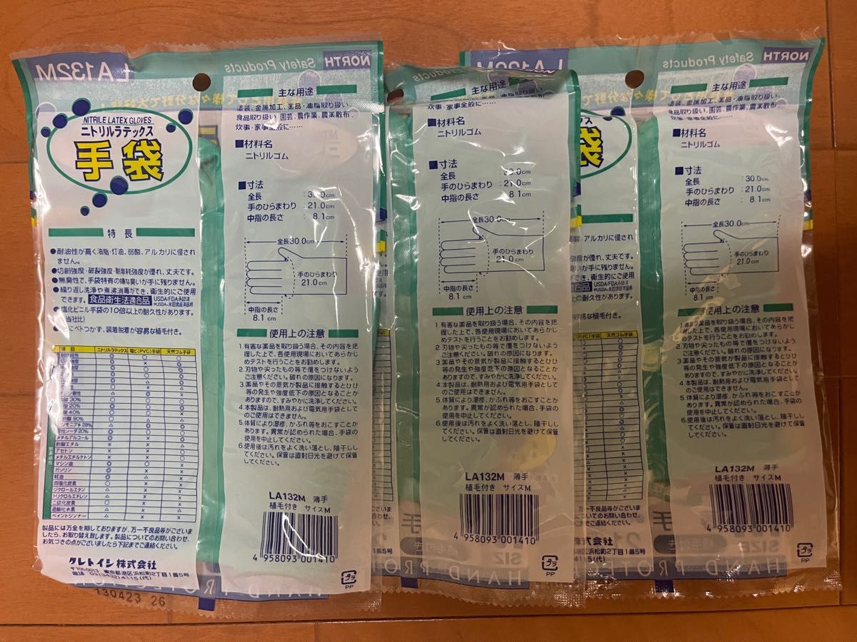 【クレトイシ】ニトリルラテックス手袋3双セット