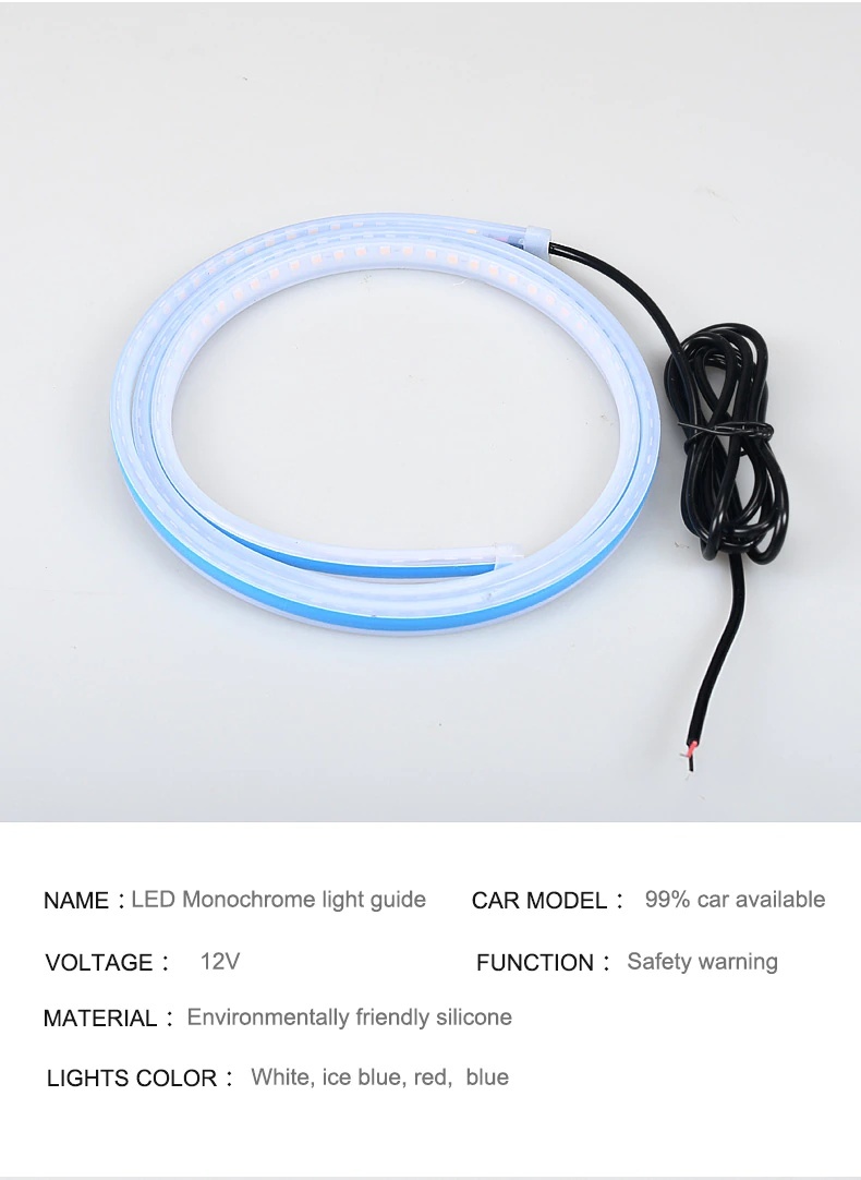 12V LED シリコン チューブ ライト 120cm アイスブルー 青 白 カットOK 防水 アンダー ネオン 腹下 照明 イルミ スモール アイライン 汎用の画像6