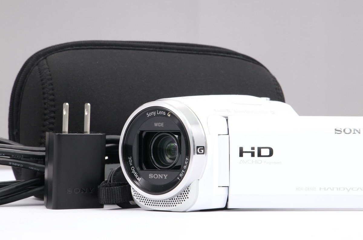 【 極美品 | 動作保証 】 SONY ハンディカム HDR-CX680 W ホワイト 【 ソフトケース 追加付属 】の画像1