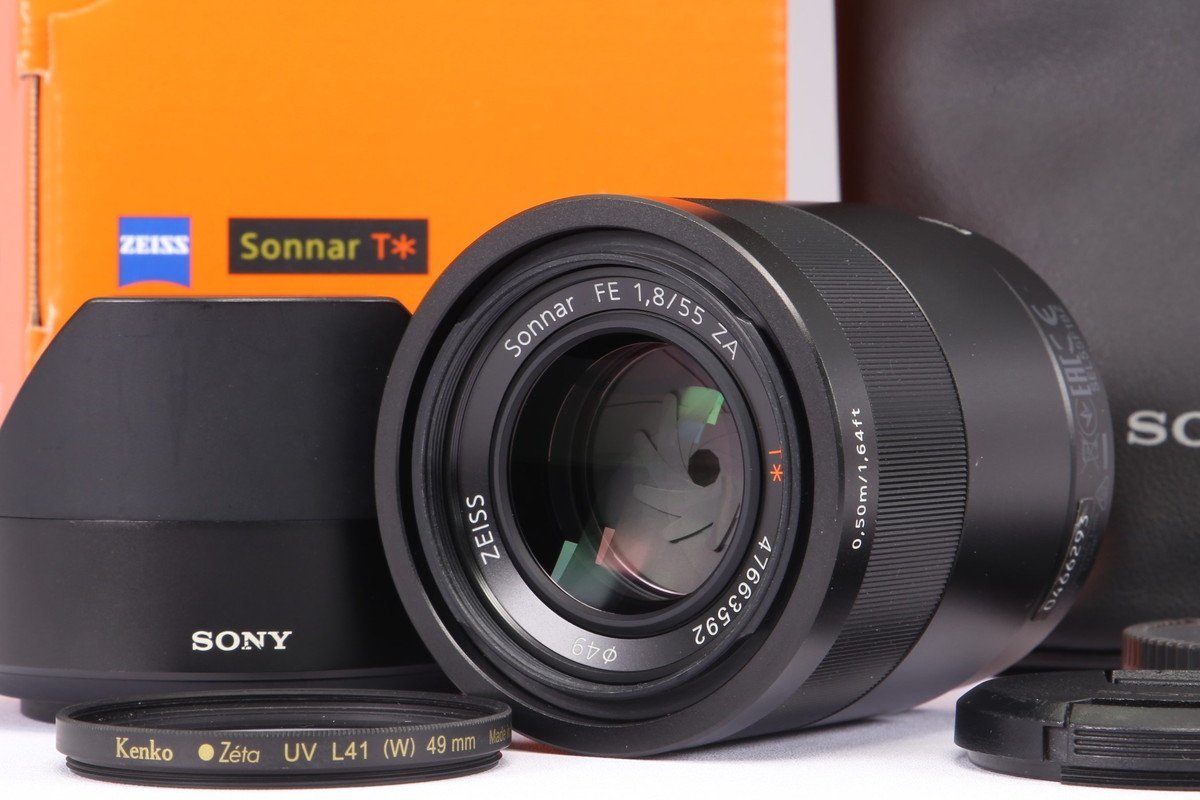 【 良品 | 動作保証 】 SONY Sonnar T* FE 55mm F1.8 ZA SEL55F18Z 【 Kenko Zeta プロテクター 追加付属 】_画像1