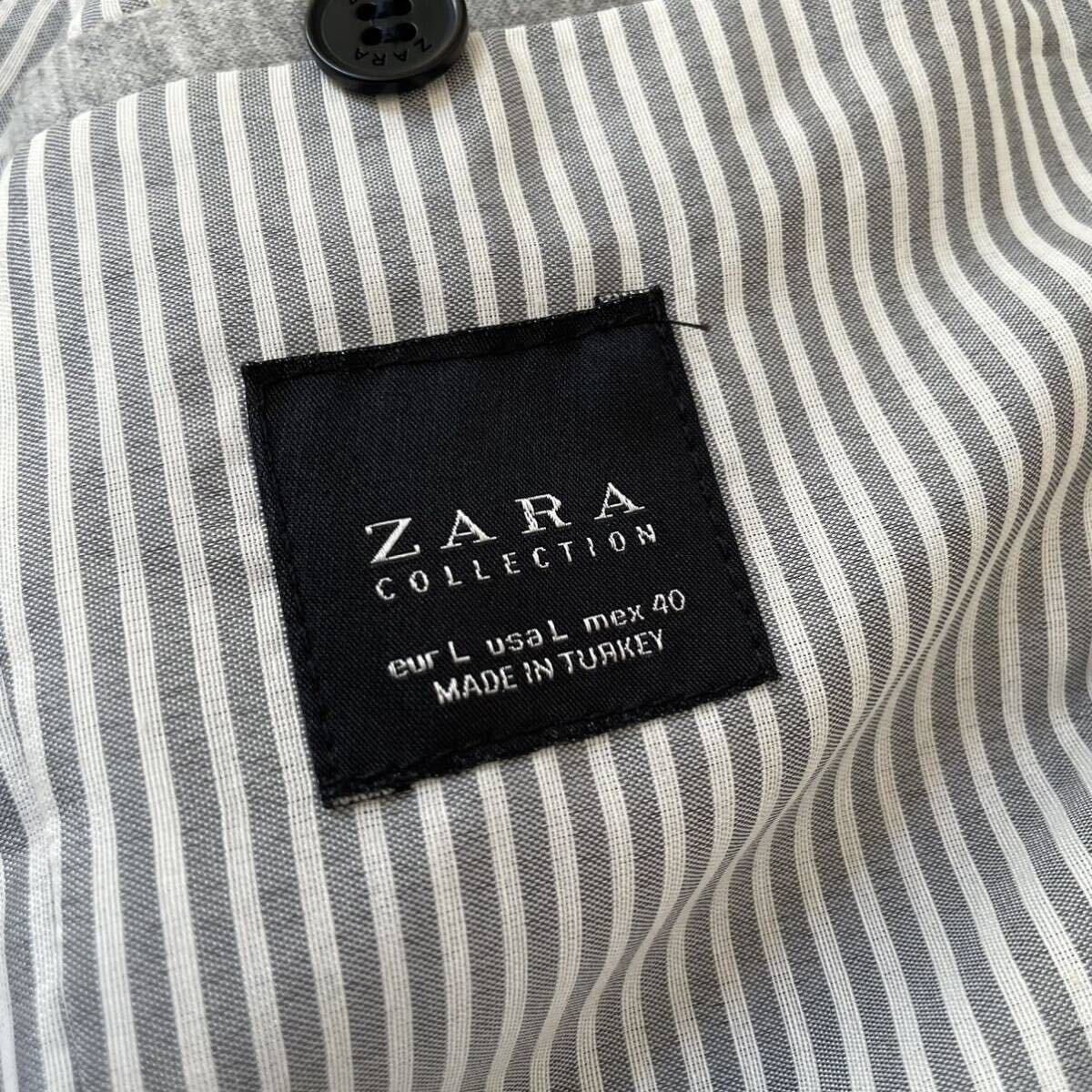 希少L! ザラマン【軽やかな着心地】ZARA テーラードジャケット アンコン メンズ L ネイビー 鹿の子 メッシュ 紺_画像6