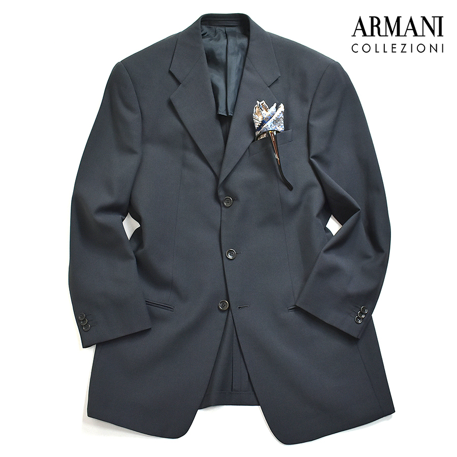 [定価9万] 美品 アルマーニコレツィオーニ ARMANI 極上 テーラードジャケット 48 メンズL ブレザー 春◎ ジョルジオアルマーニ イタリア製