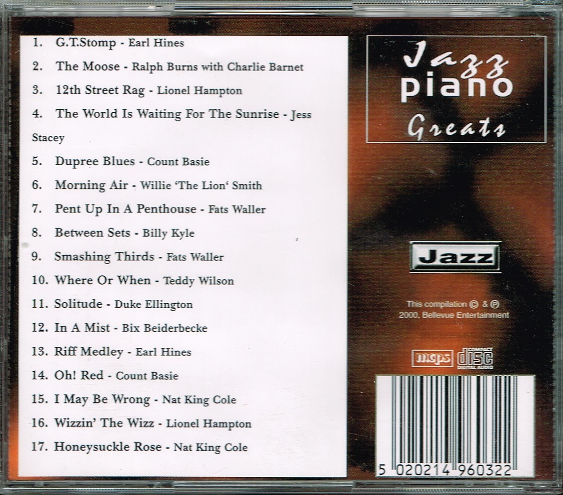 【Jazz Piano Greats】オムニバス・Earl "Fatha" Hines/Ralph Burns With Charlie Barnet/Lionel Hampton 他・輸入盤★CDの画像2