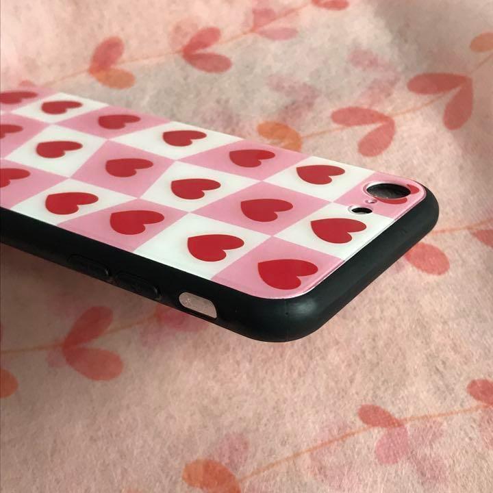 iPhone8ケース iPhone7ケース iPhoneSE2(第２世代） ケース かわいい ラウンド 丸型 たくさんのハートたちピンク_画像7