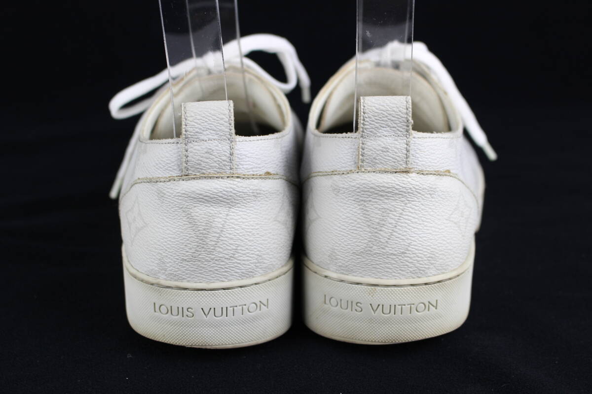 39 ルイヴィトン 全面モノグラム レザー スニーカー ホワイト 白 ７．５/２６．５ｃｍ　メンズ サンダル ブーツ Ｐ３７_画像3