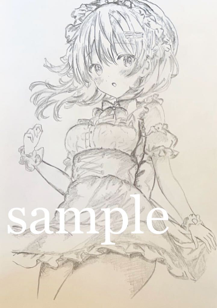 【A5】オリジナル　手描きイラスト　女の子 【ハガキサイズ】鉛筆画 ラフ　38BP_画像1