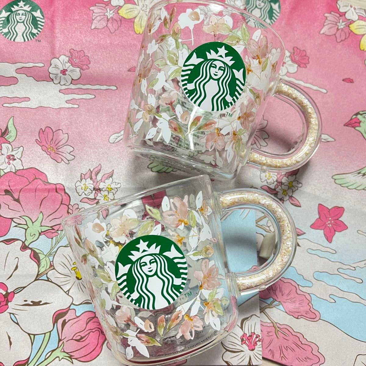 SAKURA2024シェルハンドル耐熱グラスマグ355ml スタバ 耐熱 SAKURA2024シェルハンドル耐熱グラスマグ355ml スタバ 耐熱