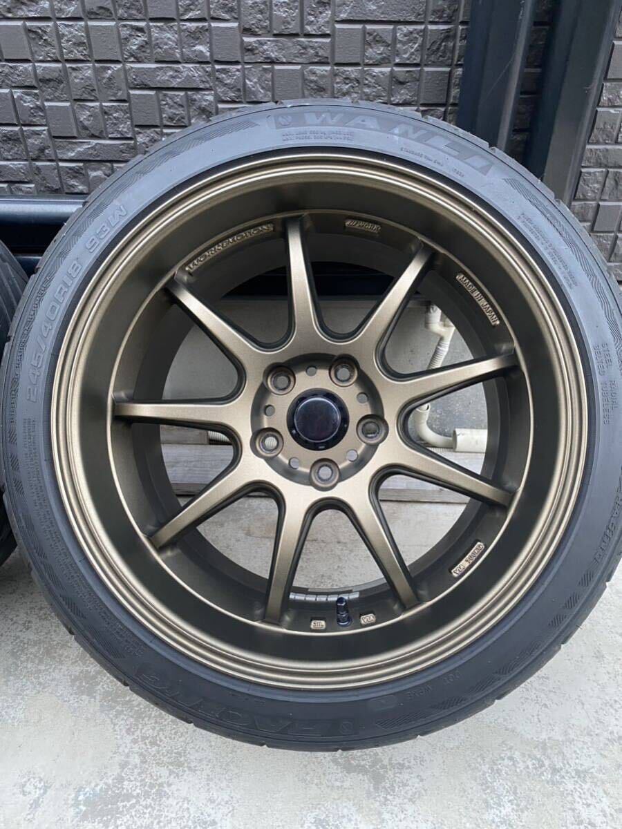 【美品】work エモーション D9R 9.5j+38 114.3 5H ワンリ245/40R18 タイヤホイール4本通し スカイライン シルビア フェアレディZ _画像5