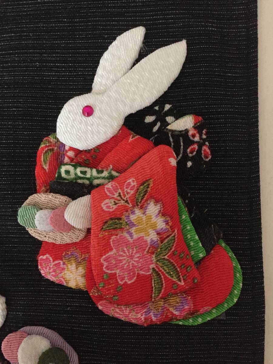 手作り　ちりめん押し絵　桜　うさぎ　お花見　３色団子　草餅　ハンドメイド　タペストリー　壁掛け　_画像4