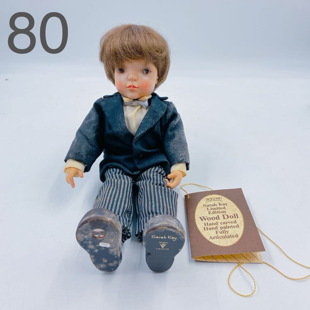 3C018 ANRI アンリ イタリア ウッドドール 木彫り 人形 置き物 Sarah Kay 男の子_画像1