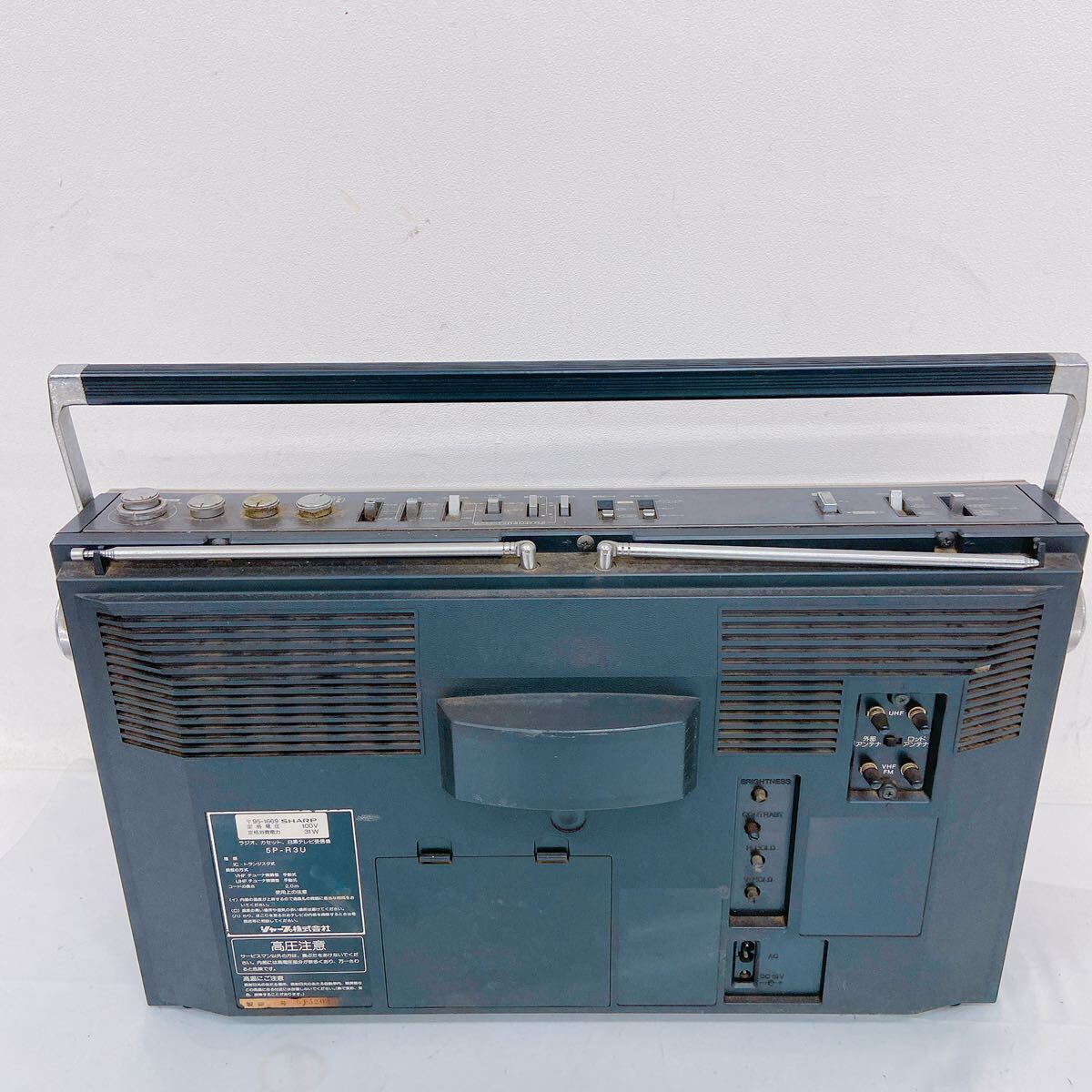 3H023 SHARP シャープ ラジカセ 5P-R3U ラジオ カセット 白黒テレビ受信機 オーディオ機器 の画像3