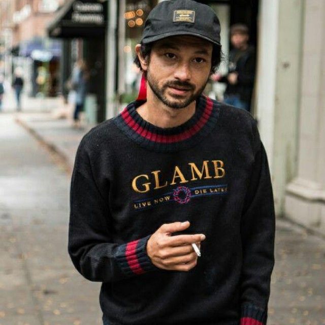 glamb Karl knitGB0118/KNT01サイズXL ロゴ付きニットセーター 