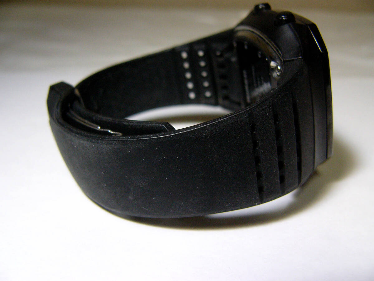 稼働品☆セイコーワイアード ソーラー電波腕時計 ラインストーン装飾 デジタルウォッチ ブラック ラバー W370-0AB0_画像6