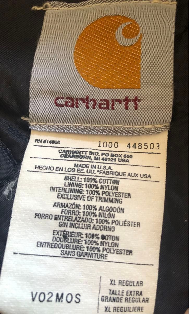 USA製 MOSモスグリーン Carhartt カーハート 古着 ベスト ダック フルジップ XL 裏キルティング