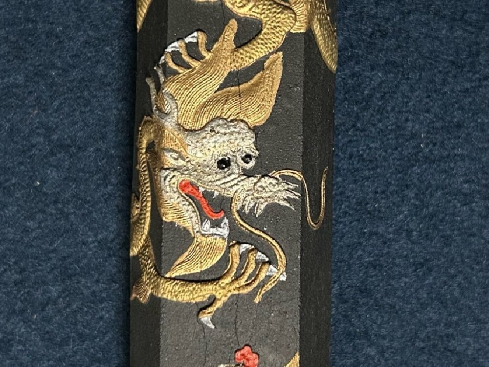 蒼珮室墨 中国書画墨 古墨 龍翔鳳舞 約17.4cm 墨本体210g 硝子布箱 唐墨 中国墨