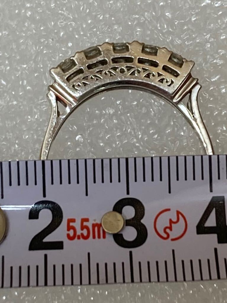 HY0703 diamond ring ring PT900 0.59 seal character equipped present condition goods 0330