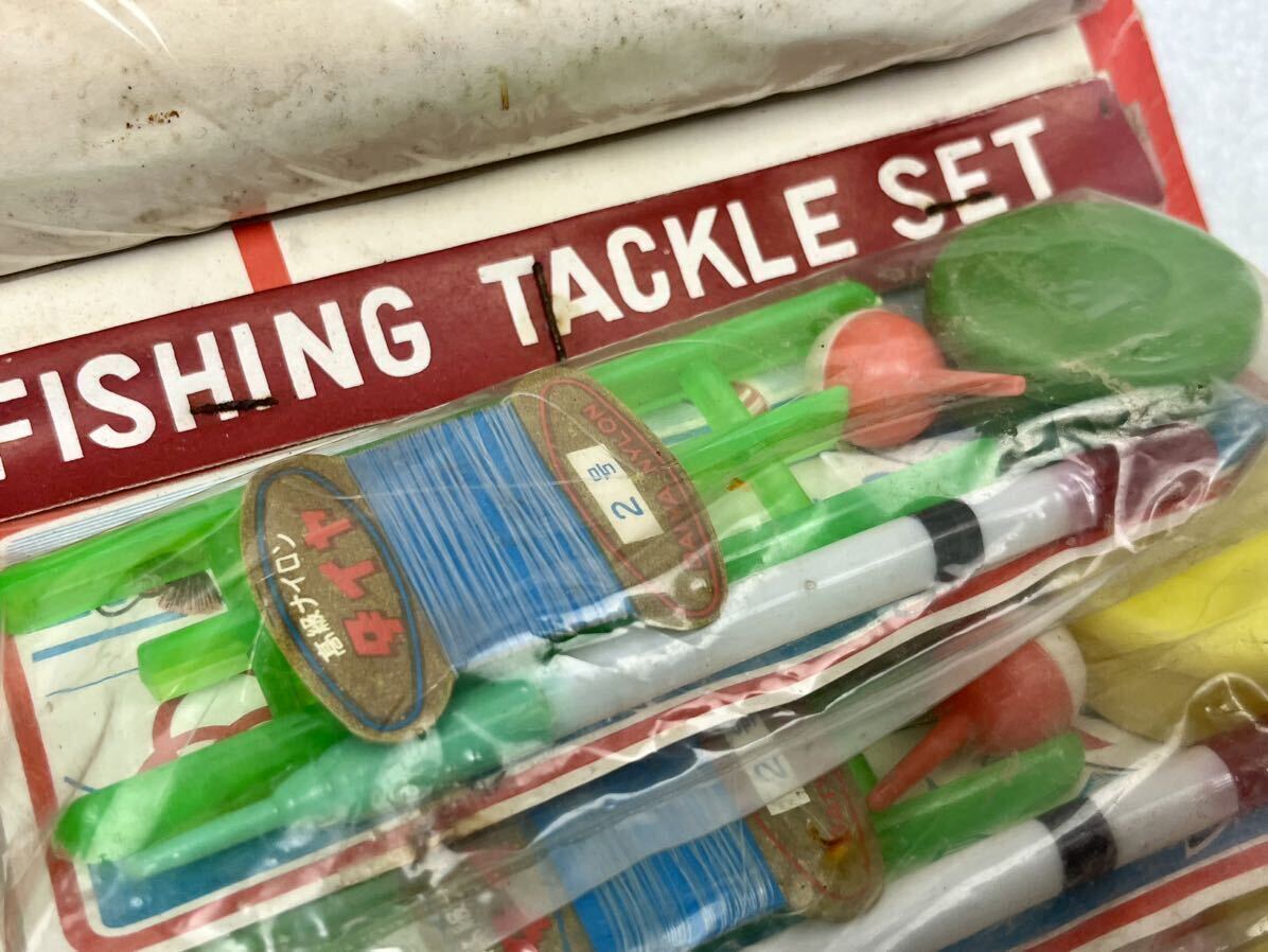  Showa Retro fish fishing set 24 attaching cardboard high class nylon nylon string s Lee ring toy company that time thing made in Japan unopened goods dead stock cheap sweets dagashi shop 