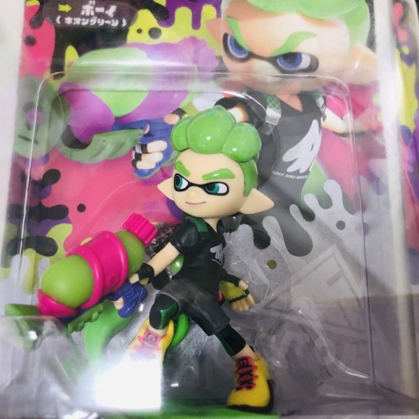 M5686 ●新品 未開封 即決●amiibo ボーイ ネオングリーン + イカ ネオンパープル (アミーボ スプラトゥーン)●Splatoon_画像2