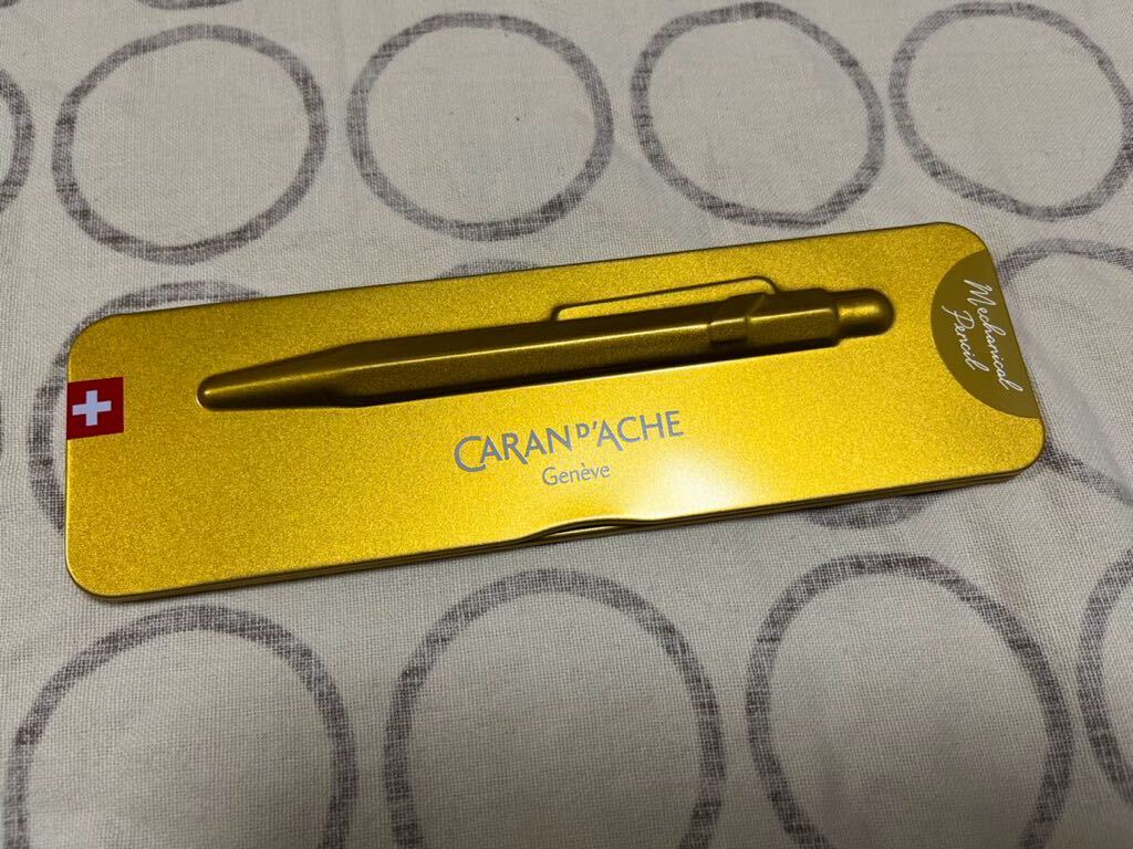 未使用品 CARAND'ACHE Geneve 0.5mmシャープペンシル (U)849 ゴールドバー 缶ケース付き スイス製 カランダッシュ_画像1