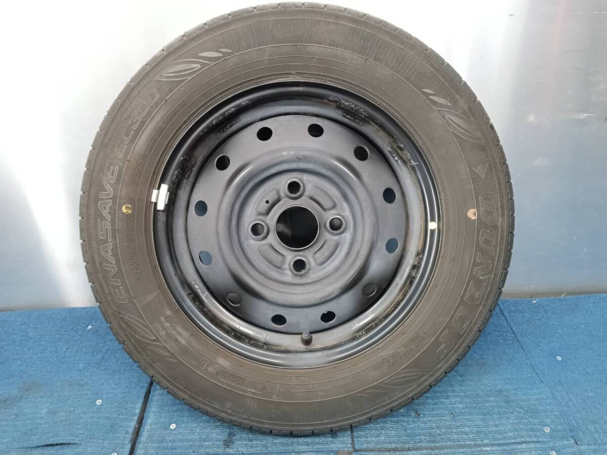 ★8.5-9分山★20年製★ ダンロップENASAVE EC300 145/80R13 スチールホイール 13×4J 4H-100 4本セット 軽自動車等 E337の画像6