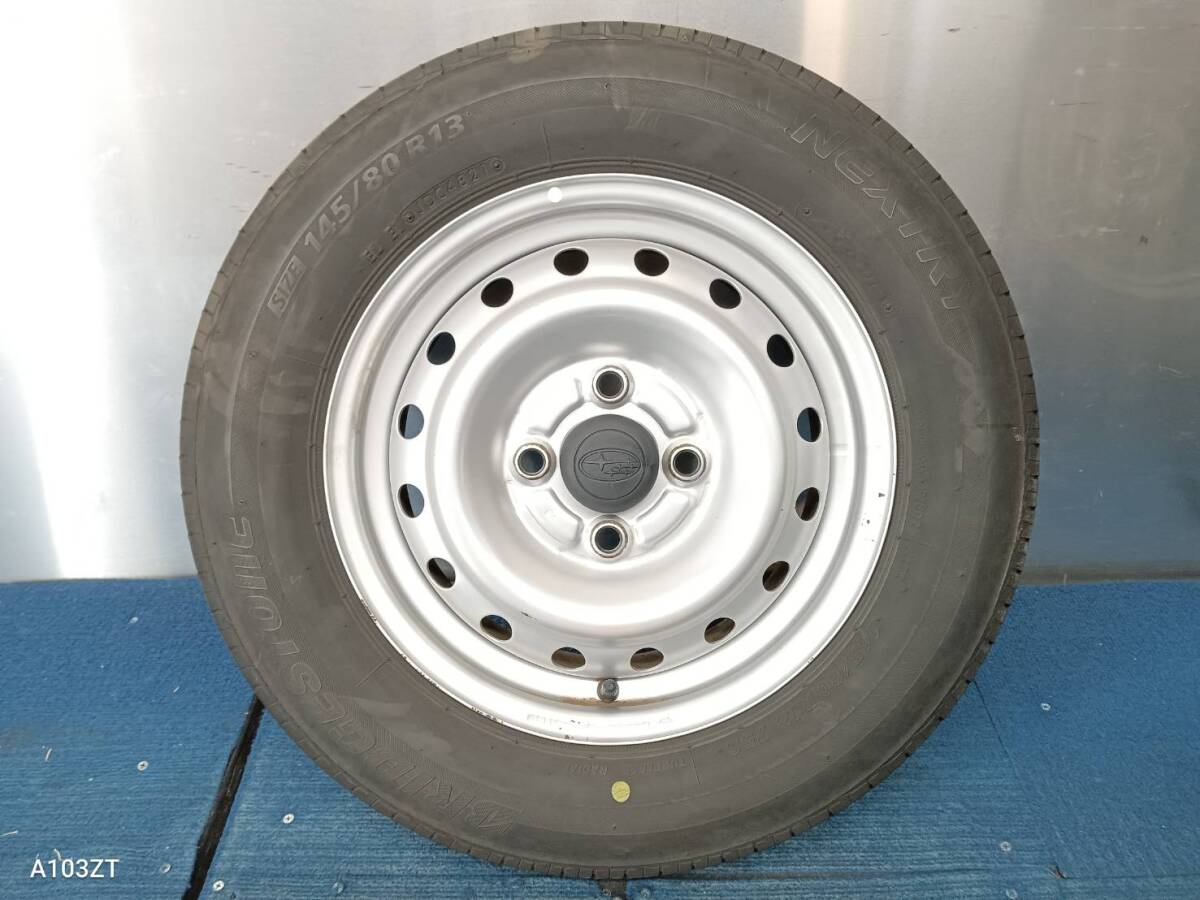 ★8-8.5分山★21年製★ ブリヂストンNEXTRY 145/80R13　ダイハツ純正スチールホイール 13×4J 4H-100 4本セット　E396_画像3