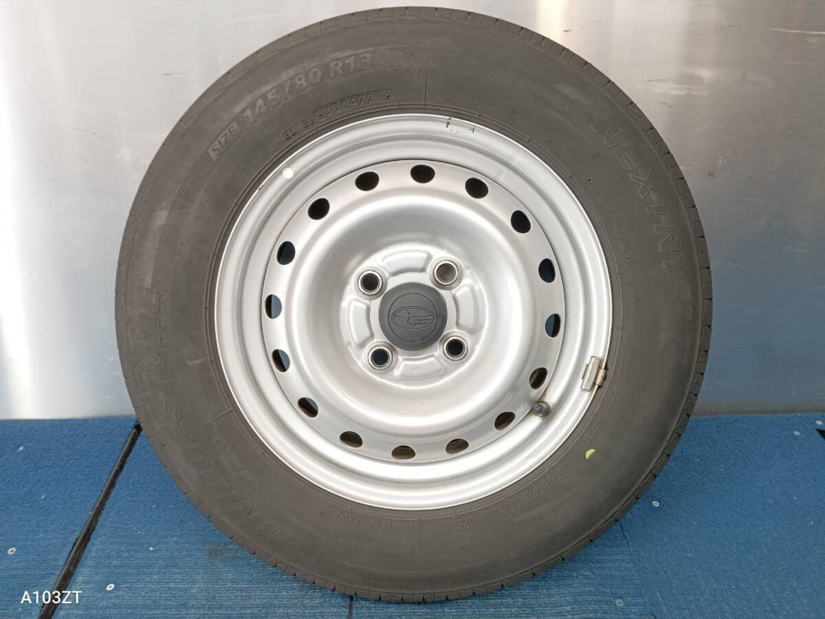 ★8-8.5分山★21年製★ ブリヂストンNEXTRY 145/80R13　ダイハツ純正スチールホイール 13×4J 4H-100 4本セット　E396_画像4