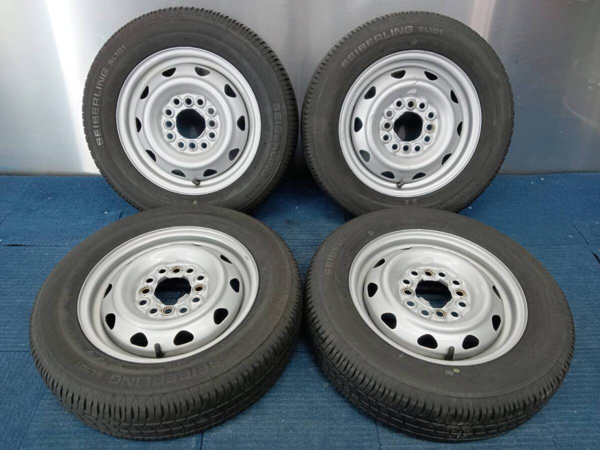 ★7-8分山★20年製★ SEIBERLING SL101 145/70R12 マルチスチールホイール 12×3.5J 4H-100/110/114.3 4本セット E519の画像1