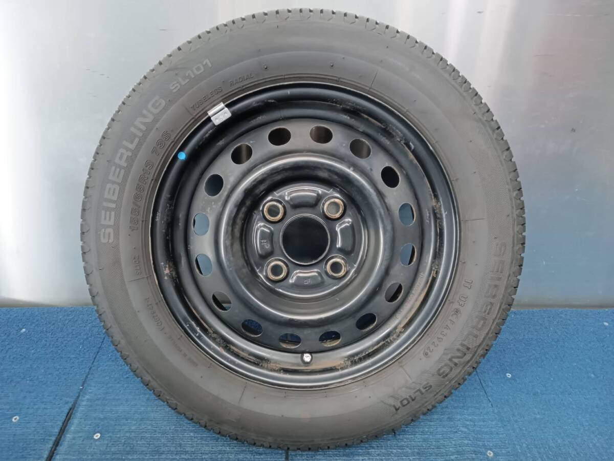 ★8-8.5分山★22年製★ SEIBERLING SL101 155/65R13 スチールホイール 13×4J 4H-100 4本セット 軽自動車等 E536の画像5