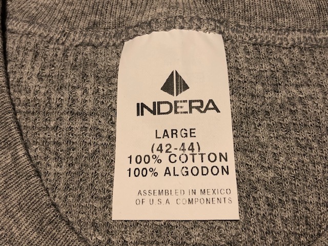 新品 未使用 セール INDERA MILLS インデラ 839LS GR コットンサーマル グレー L Cotton HeavyweightThermal ワッフル USAブランド SALE_画像5