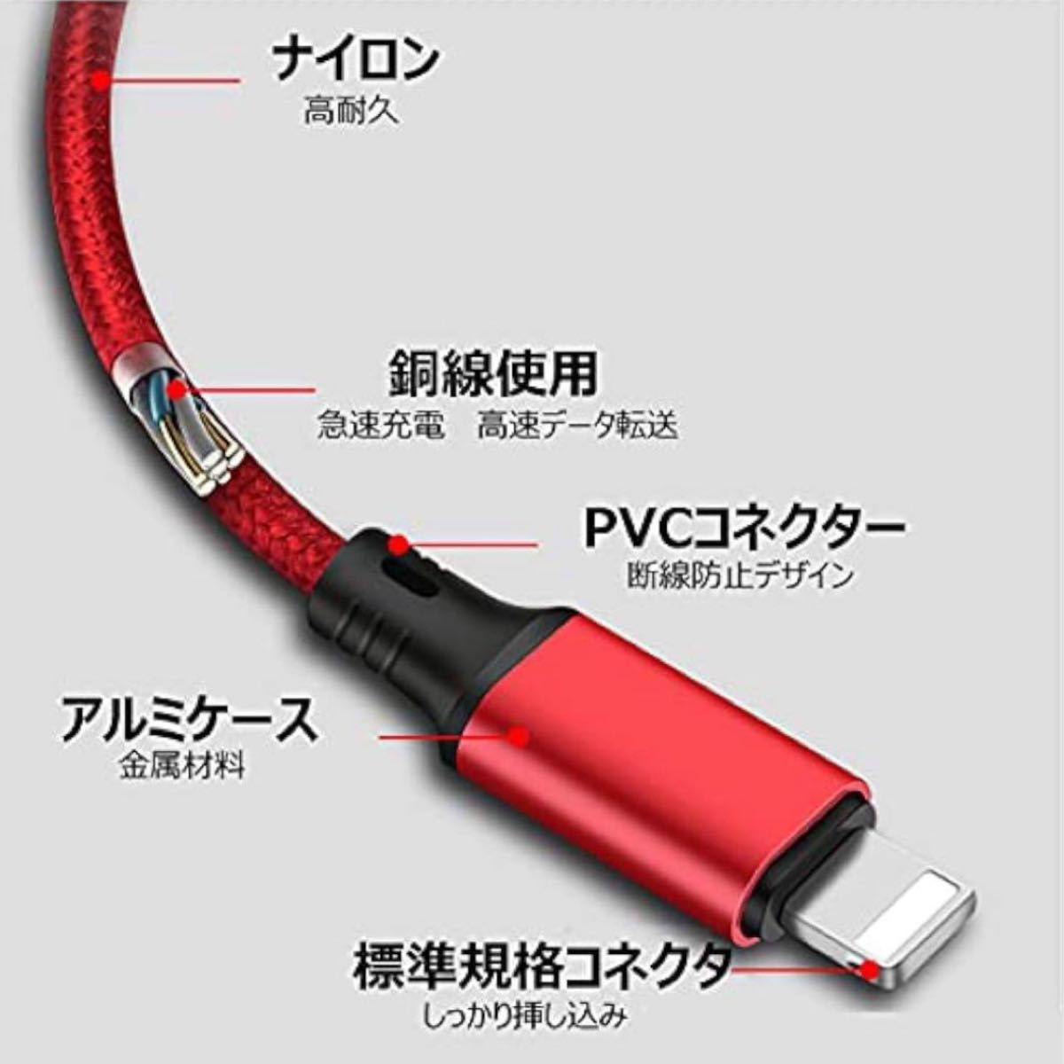 3in1 充電ケーブル 同時給電可 iPhone android type-c タイプC シルバー USB 充電ケーブル 