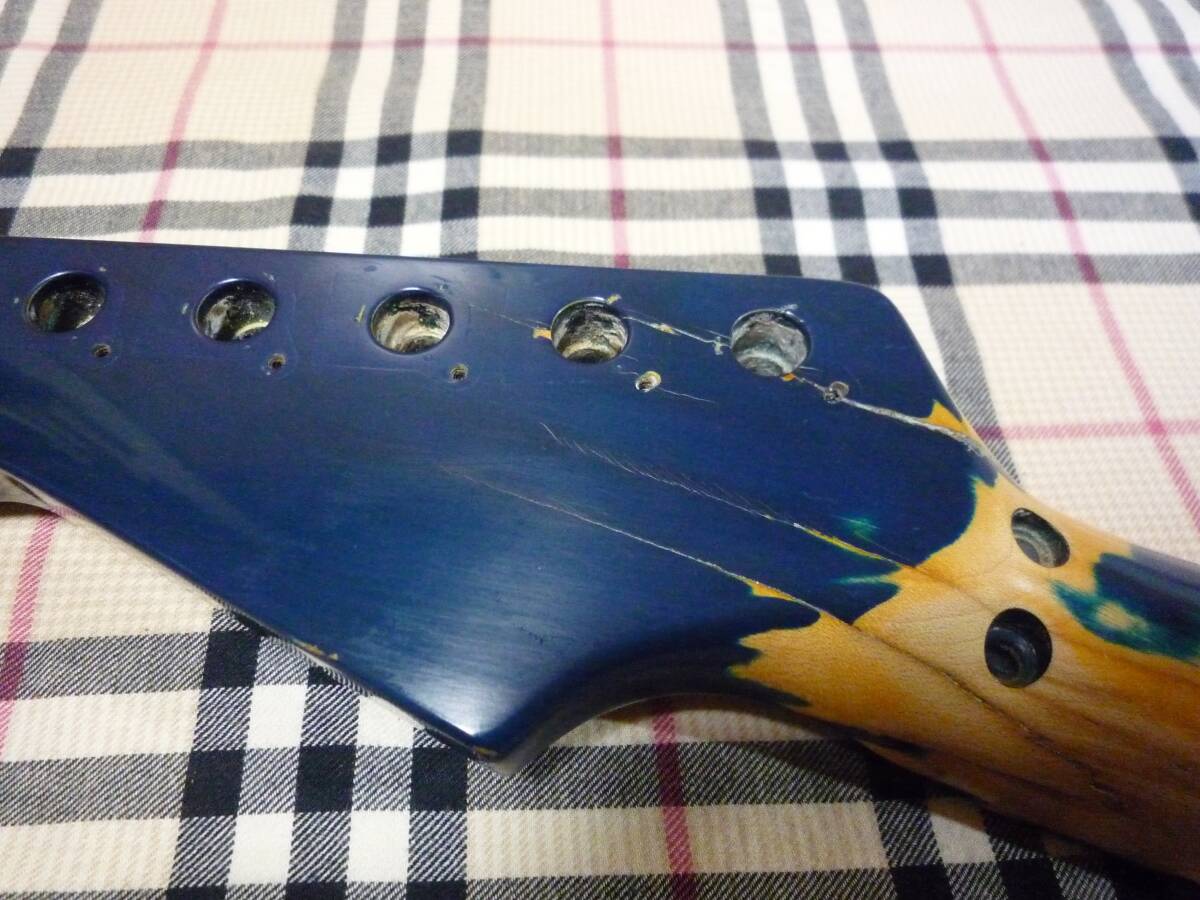 【ジャンク・割れあり】 1988年製 FERNANDES FR-75 Long Scale 24F Neck Trans Blue フェルナンデス ロング・スケール シースルーブルーの画像7