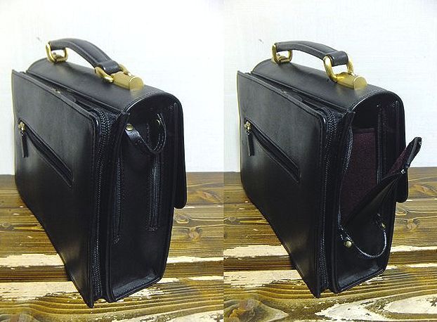 NAKAZAWA( middle . bag ). leather Mini briefcase ( fine quality. cow leather / dial lock pills / purse combined use /2 layer storage part /H20W26D7.5/ business / handbag / Aoki bag )
