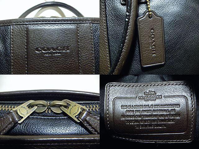 COACH(コーチ).レザー ブリーフケース(黒×焦茶/2way/ショルダーストラップ付/上質.牛革/3層収納部/Wジップ開/ビジネス バッグ/H29W40D9)_画像5