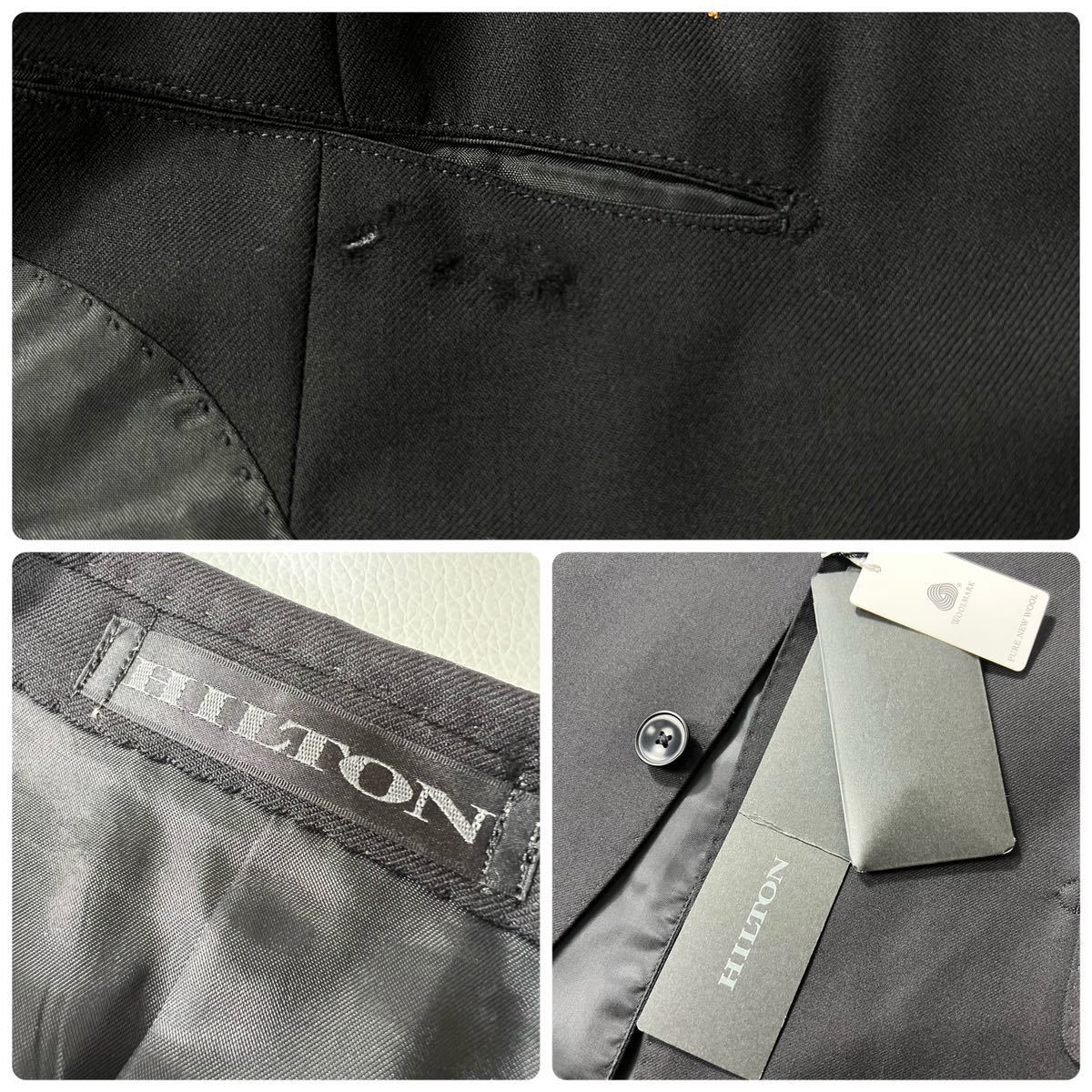 ヒルトン HILTON セットアップスーツ ブラック 黒系 ウール A5 Mサイズ相当 ビジネス フォーマル _画像9