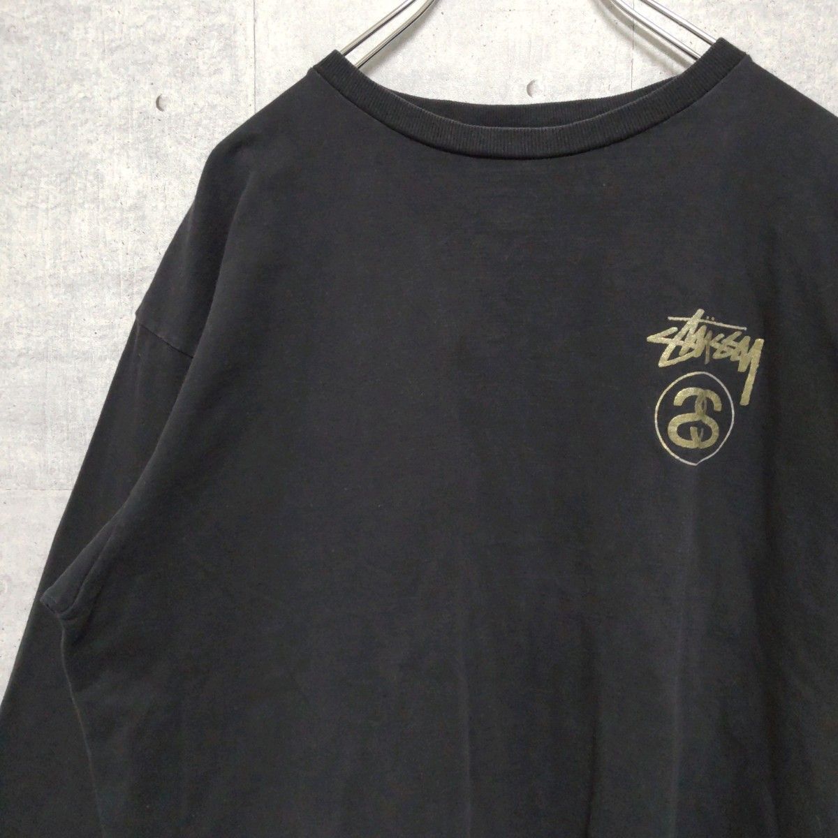 STUSSY ステューシー  長袖Tシャ ブラック L 紺タグ ゴールドフォント