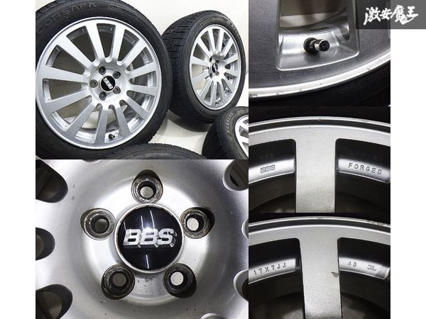 ●スバル 純正 オプション BBS RV722 FORGED 鍛造 17インチ 7J +48 PCD100 5H NANKANG CORSAFA 215/50R17 18y 4本 BP5 レガシィ 棚W-1_画像6