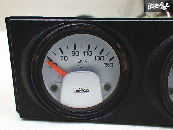 売り切り スバル 純正 オプション GC8 インプレッサ LAMCO 3連メーター 2個 白パネル 油温 油圧 電圧 黒パネル ターボ 電圧 水温 棚6-2-Cの画像2